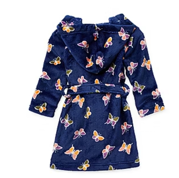 Okie Dokie Toddler Girls Mid Length Long Sleeve Hooded Butterfly Robe Blue 6X - Picture 3 of 11
